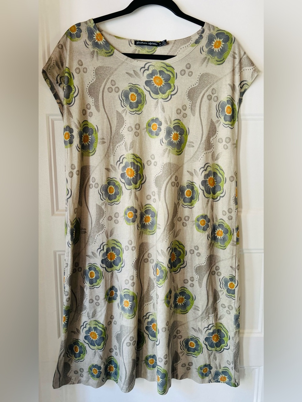 Gudrun Sjödén Organic Cotton Modal Floral Midi Dress M Portugal Lagenlook Floral
